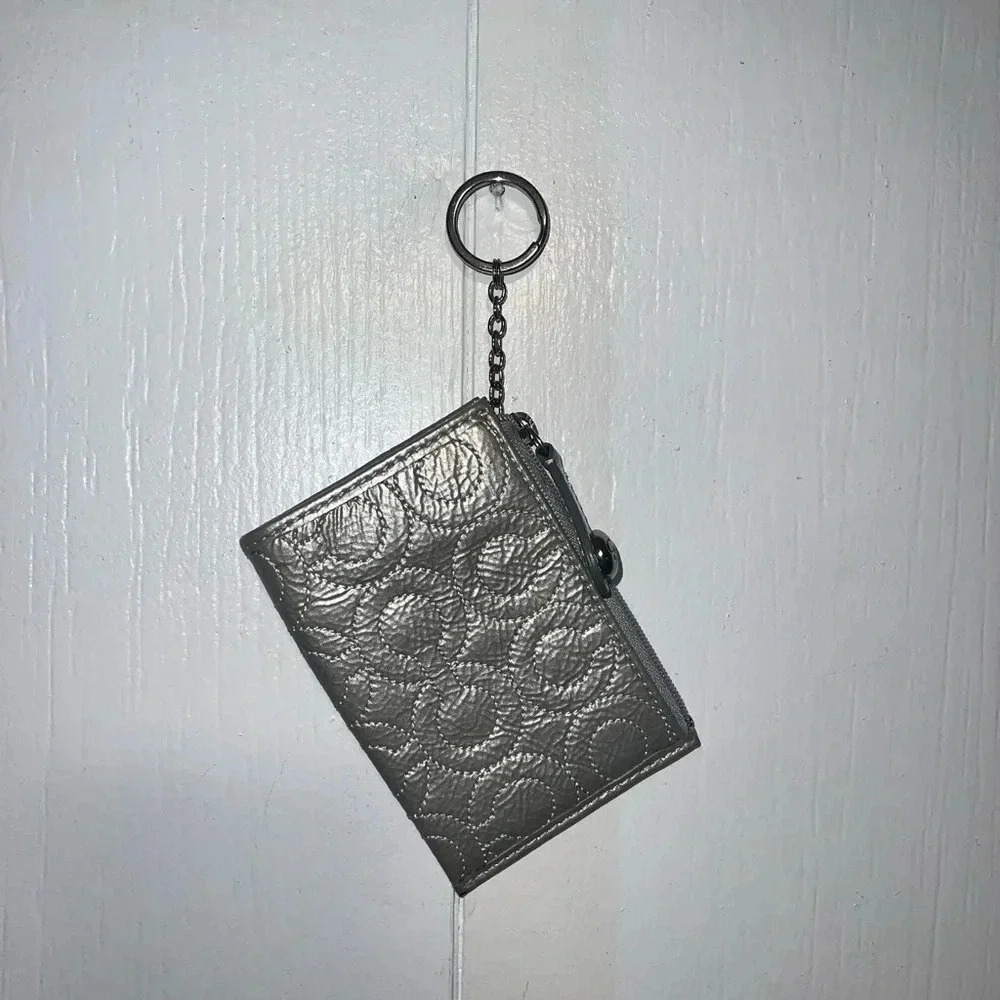 Metallic Coach Small Key Chain Wallet Silver - Picture 1 of 7